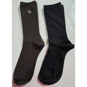 Lauren Ralph Lauren Womens Socks 2 Pack Super Soft Black and Brown Trouser NWT